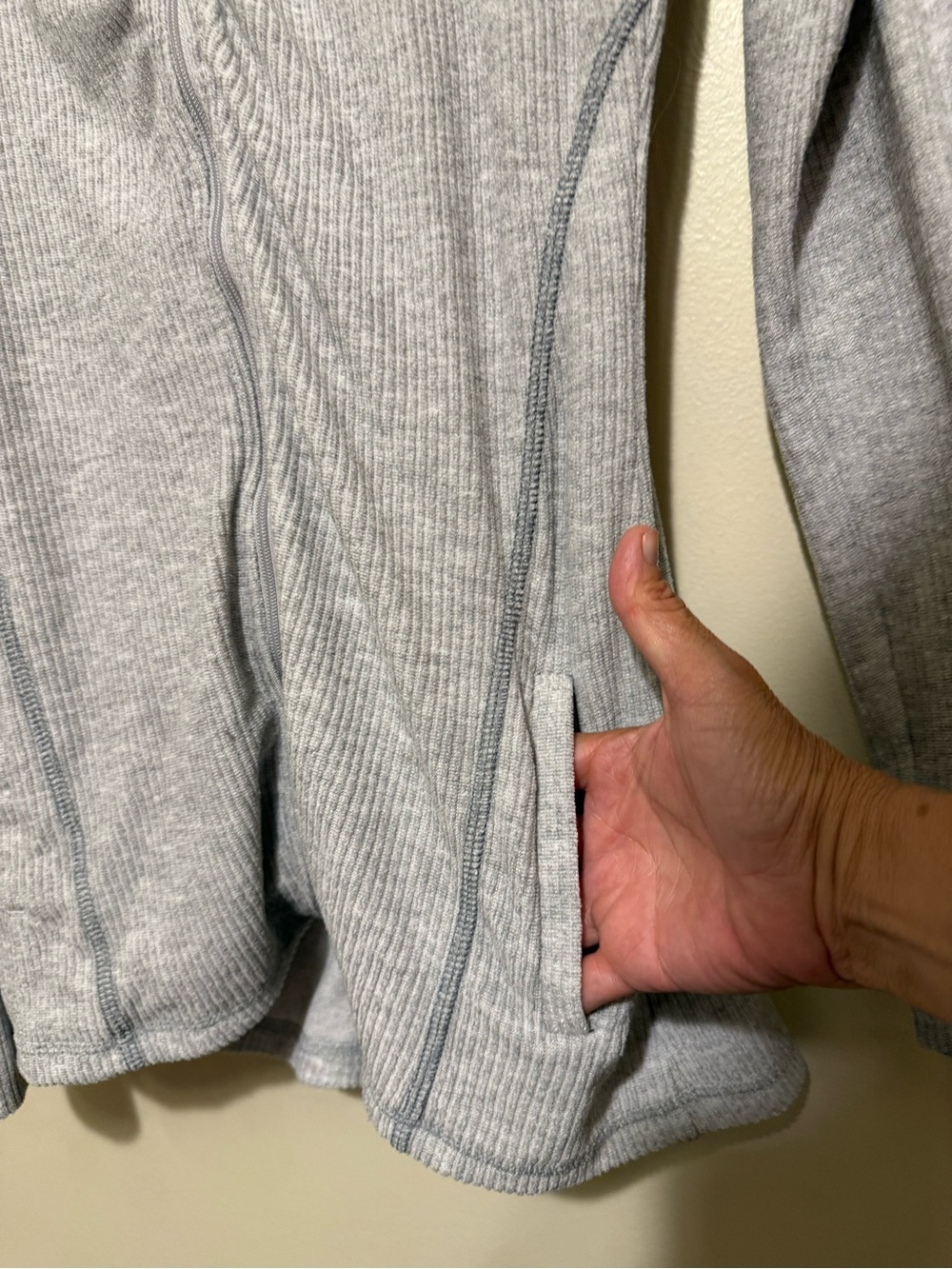KULH Light Gray Zip-Up Ribbed Jacket Small - Picture 9 of 10